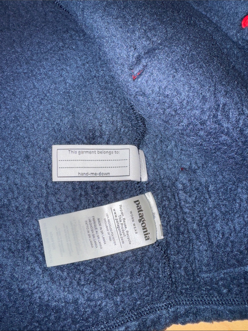Patagonia Toddler Retro Pile Snap Jacket Navy Blue with Red Trim size 4T - Picture 9 of 9